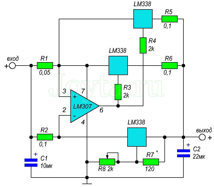 Схема регулируемый стабилизатор напряжения схема